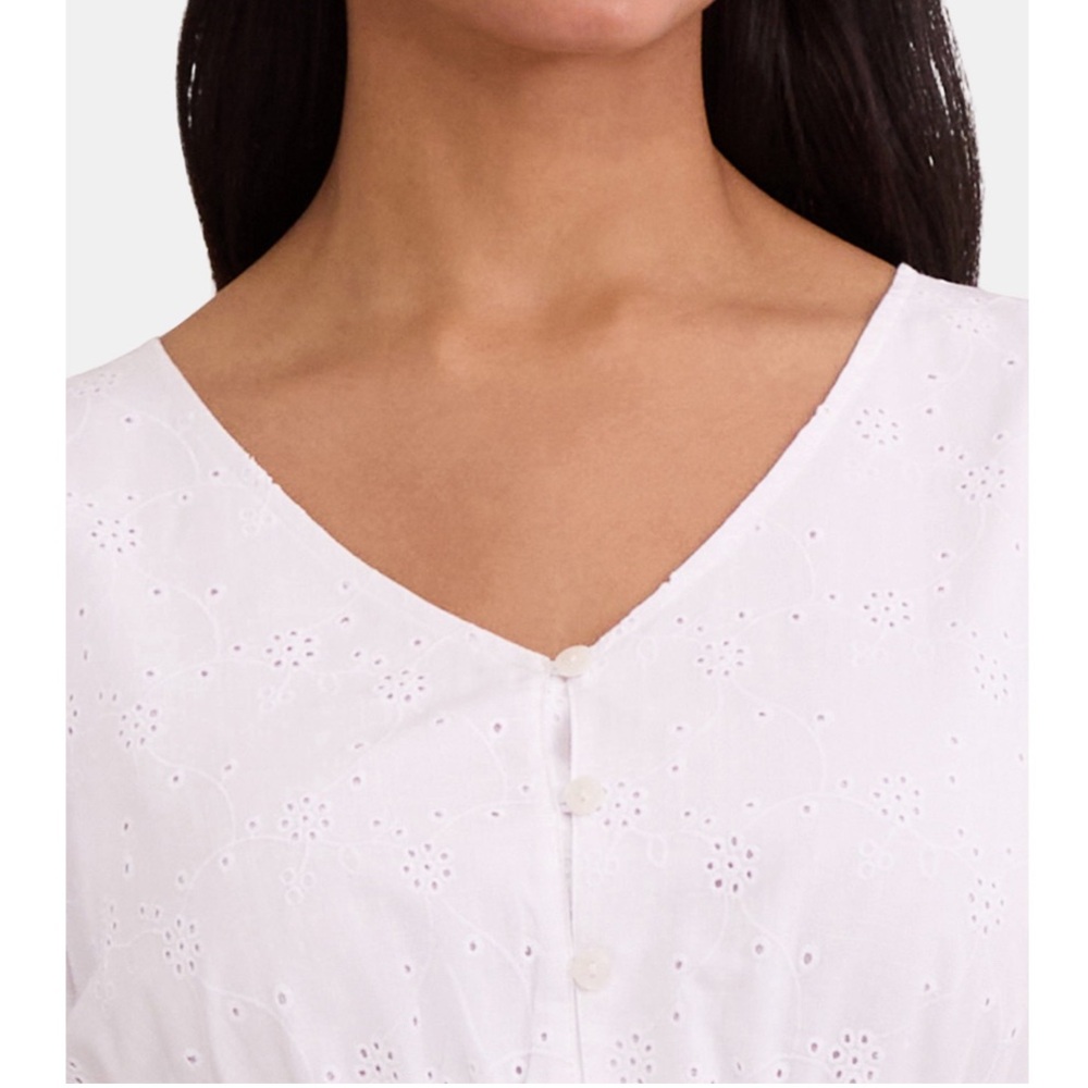 NWT Time & Tru White Eyelet Button-Front Peplum Top XL - Picture 5 of 13